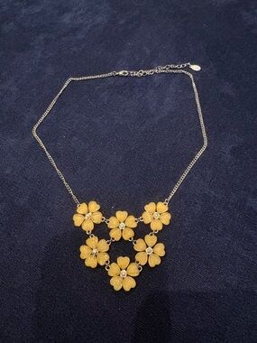 Yellow Floral Statement Necklace – Sparkly Flower Cluster Bib Necklace